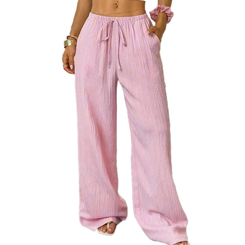 Relaxed Drawstring Wide Leg Pants