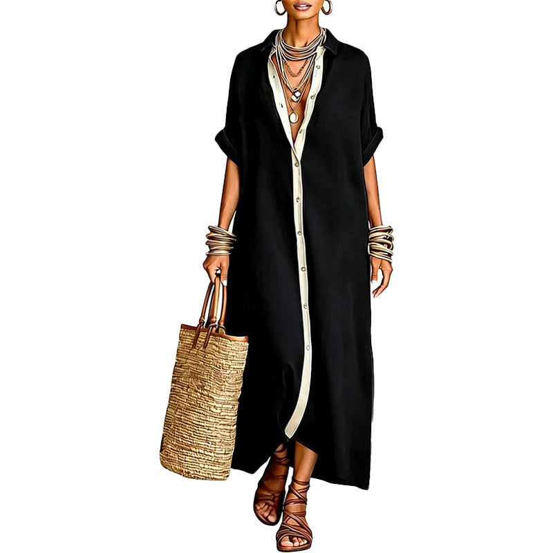 Relaxed Button Front Maxi Dress