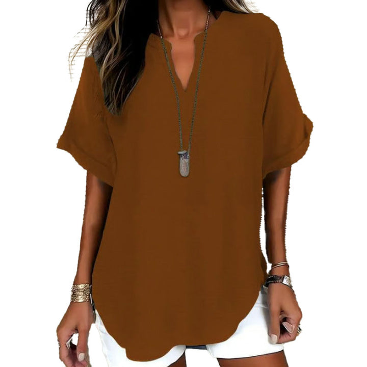 Relaxed Linen Blend Tunic Top