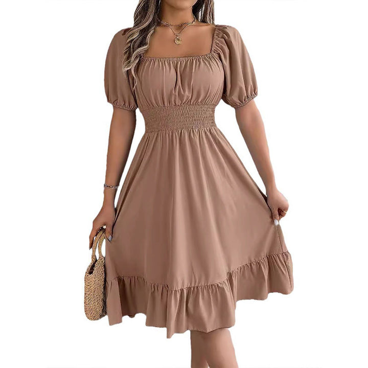 Elegant Square Neck Midi Dress