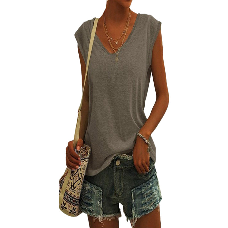 Relaxed Fit V-Neck Sleeveless Top