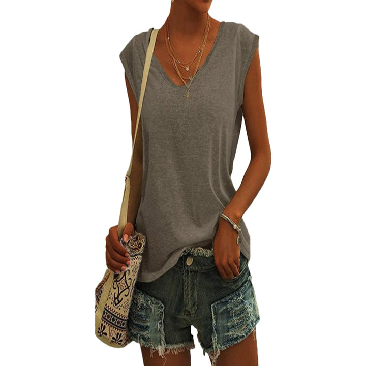 Relaxed Fit V-Neck Sleeveless Top