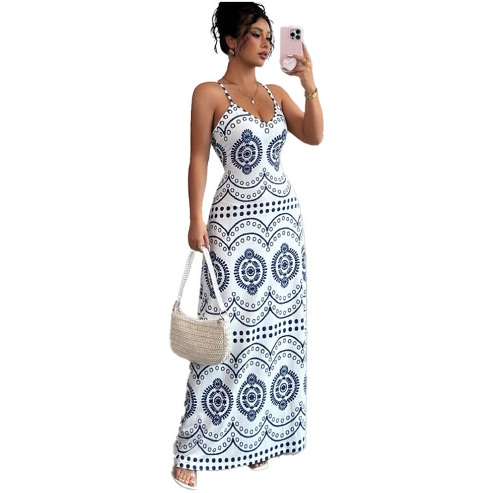 Printed Spaghetti Strap Maxi Dress