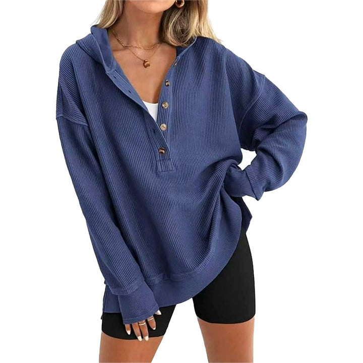 Relaxed Ribbed Hooded Pullover