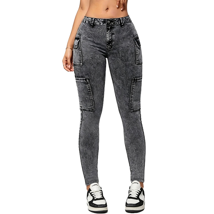 Denim Look Knit Cargo Pants