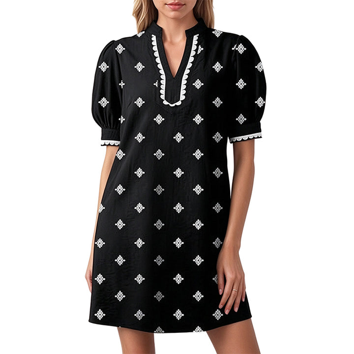 Floral Print V-Neck Mini Dress