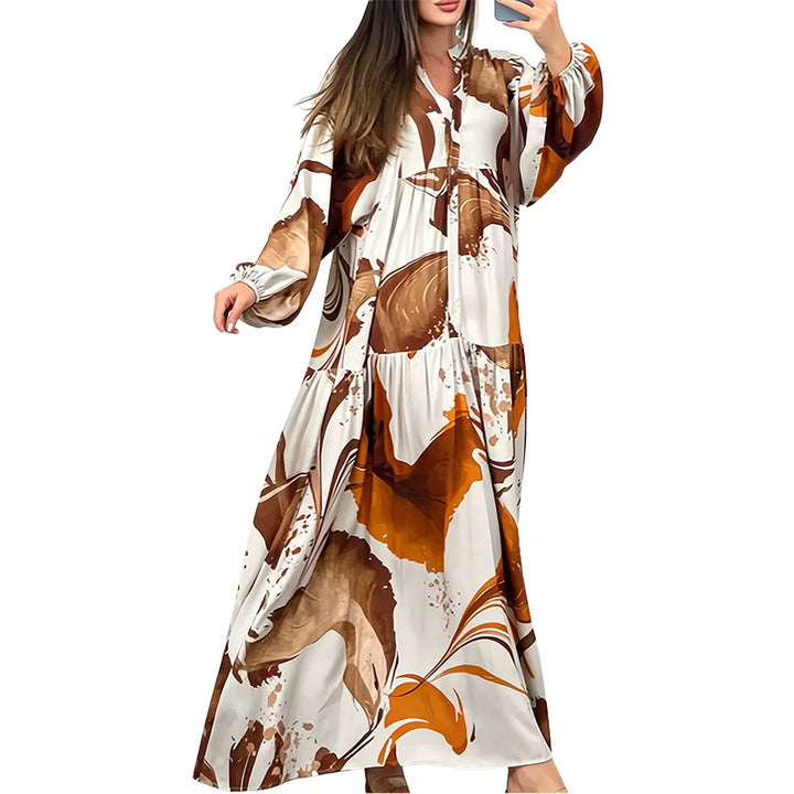 Abstract Print Tiered Maxi Dress