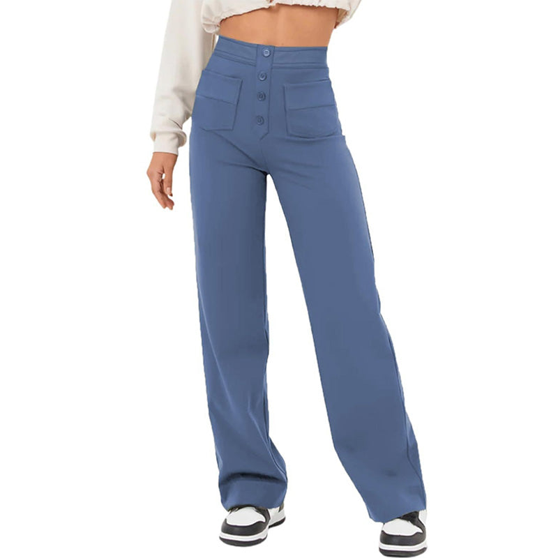 High Waist Button Front Pants