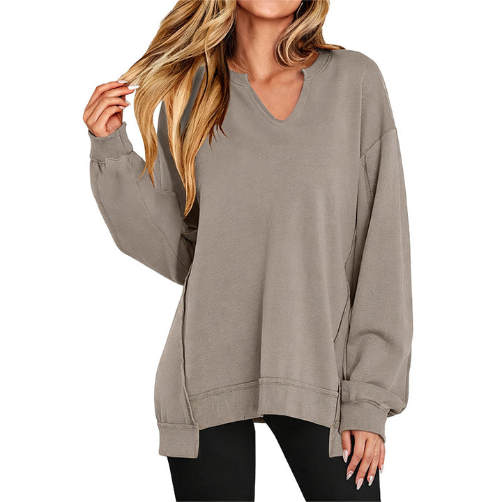 Relaxed V Neck Oversized Sweatshirt