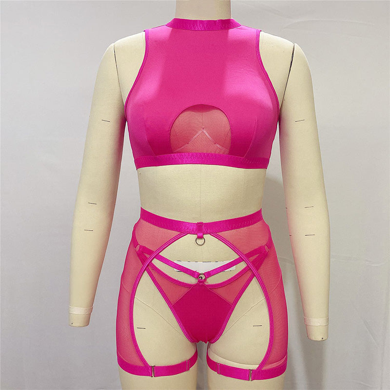 Sheer Mesh Cutout Lingerie Set