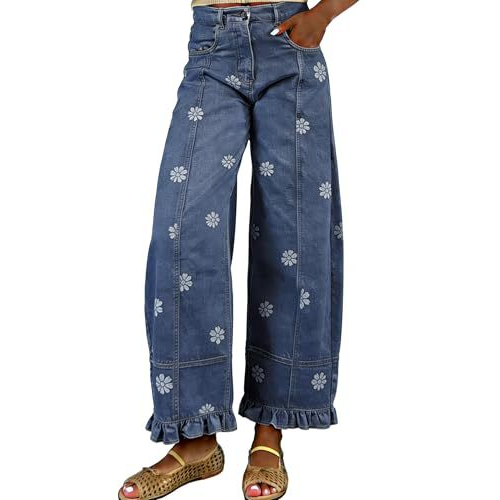 Floral Embroidered Wide Leg Pants