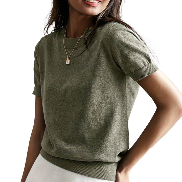 Relaxed Short Sleeve Knit Top