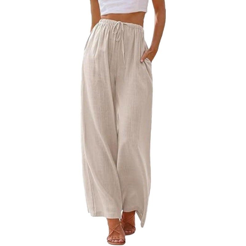 Linen Blend Wide Leg Pants