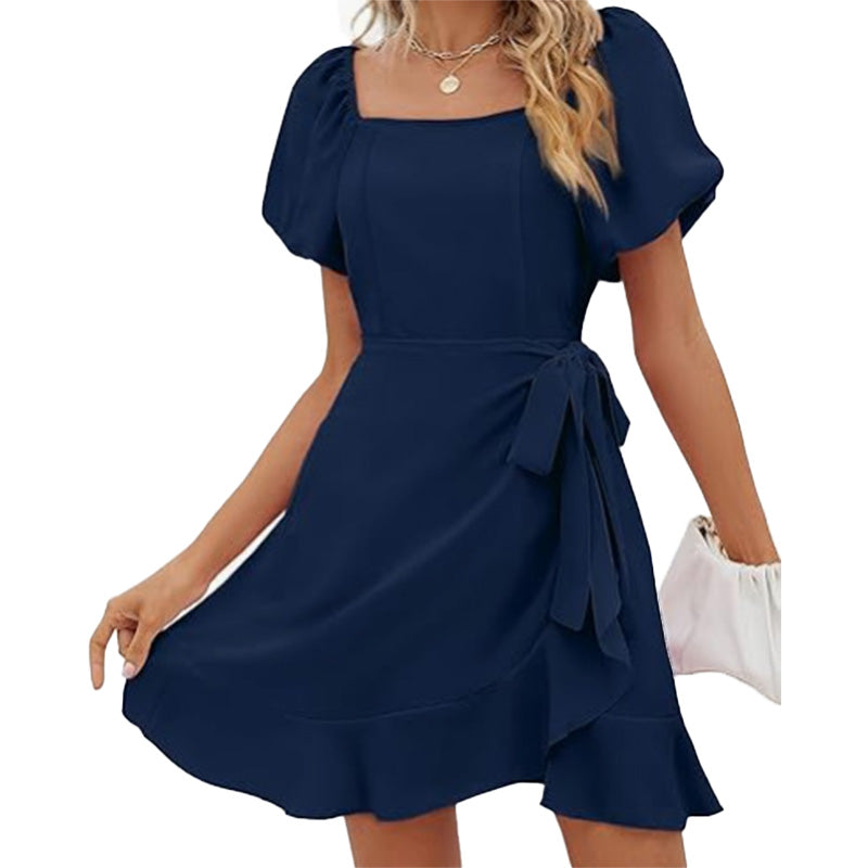 Square Neck Puff Sleeve Mini Dress