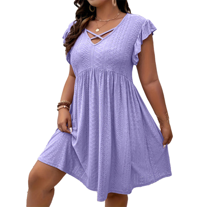 Elegant V-Neck Ruffle Sleeve Dress