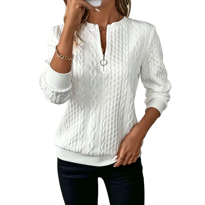 Cable Knit Zip Pullover