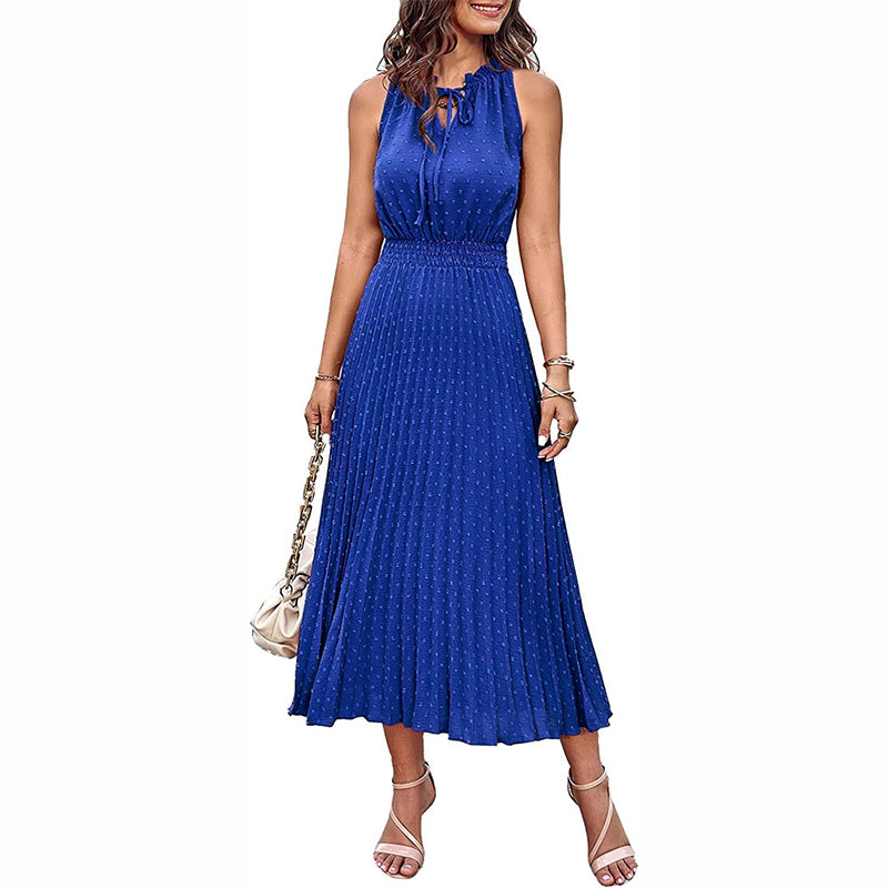 Pleated Long Sleeve Midi Dress