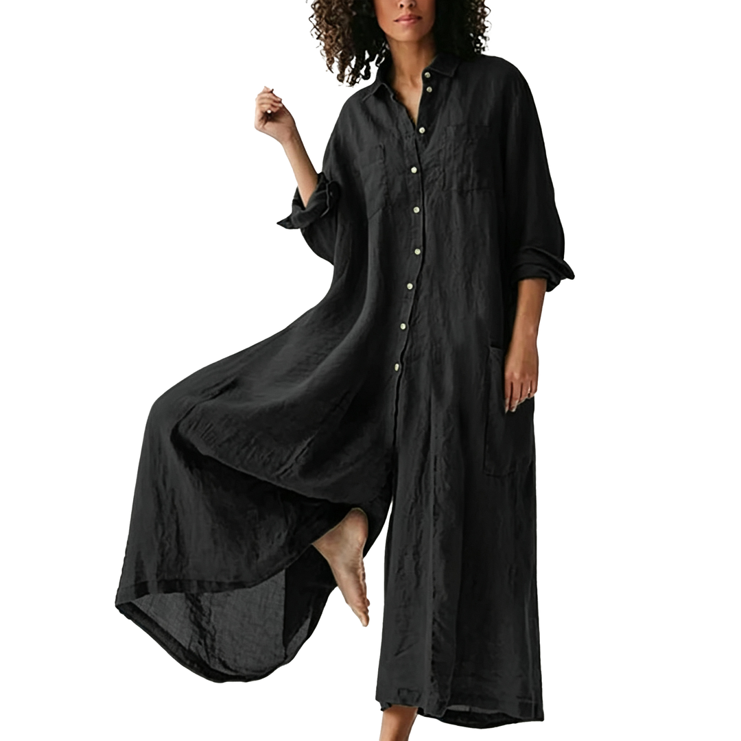 Relaxed Linen Button Down Maxi Dress