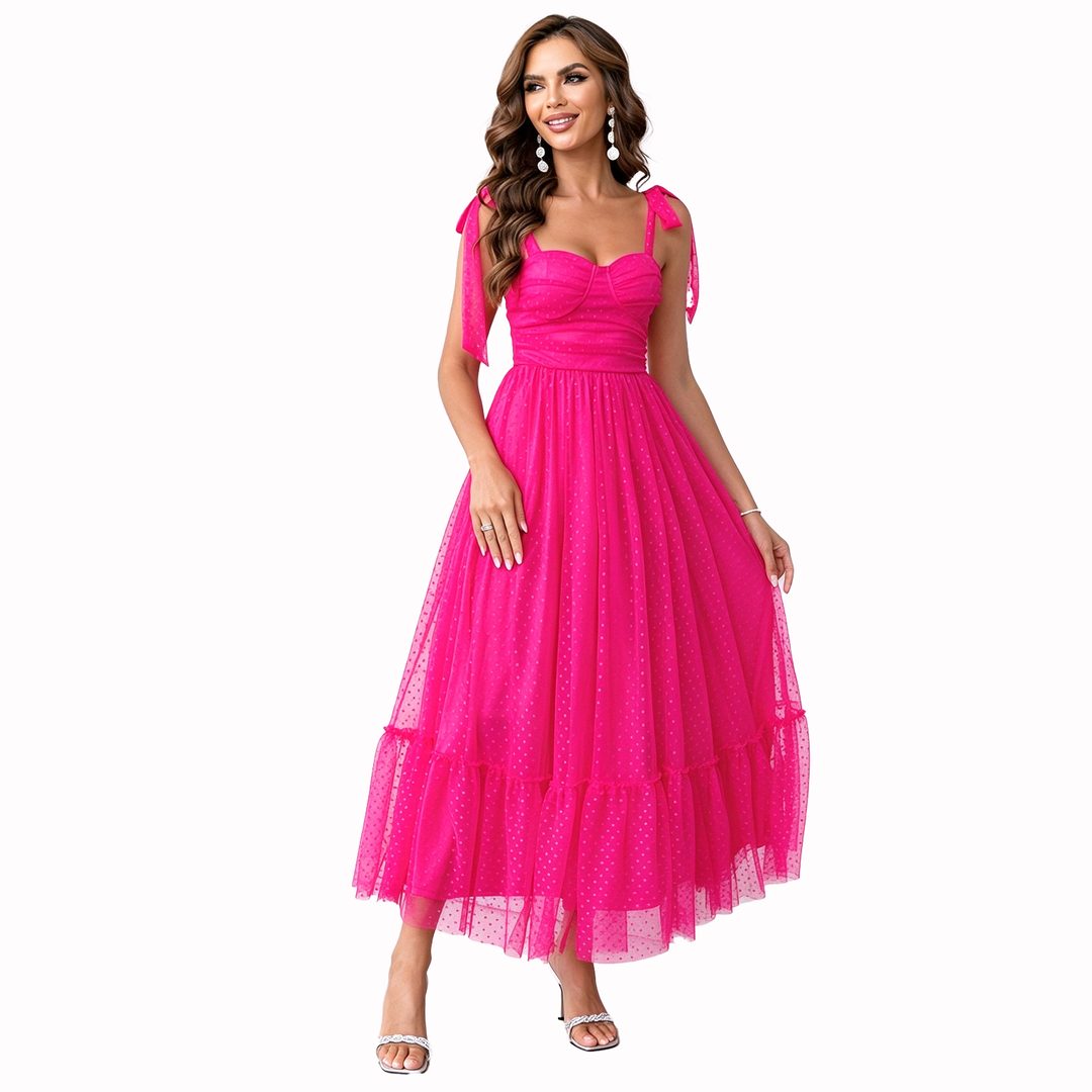 Polka Dot Tulle Midi Dress