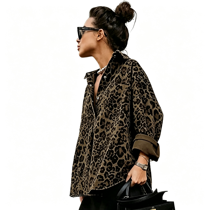 Relaxed Leopard Shirt Jacket