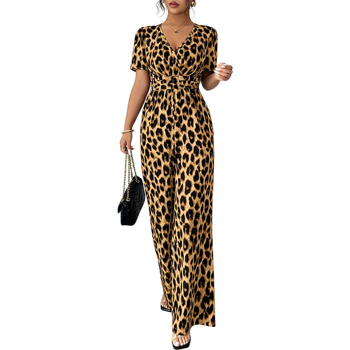 Leopard Print Wide Leg Jumpsuit