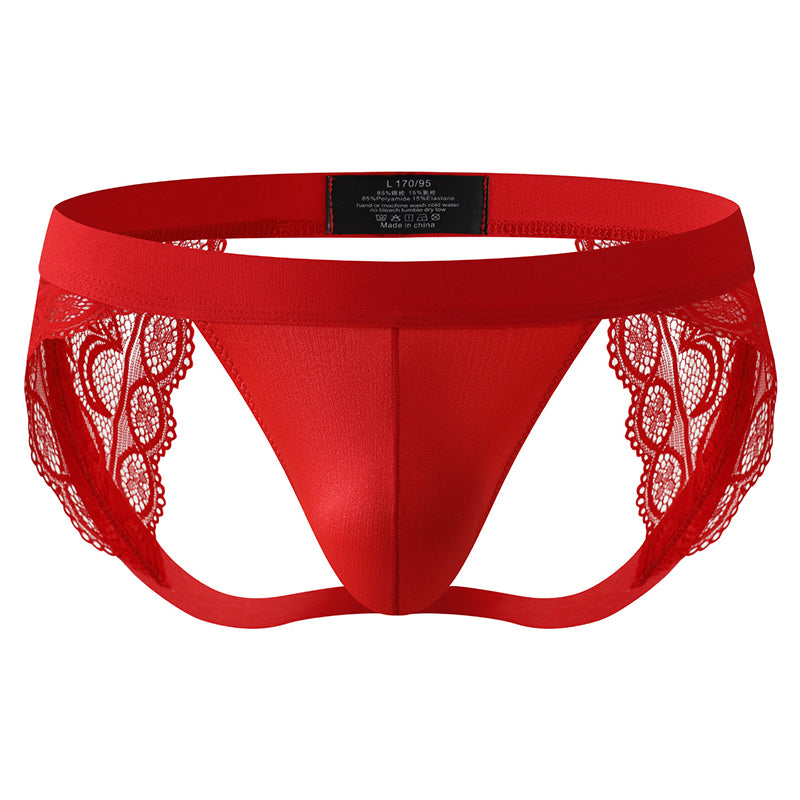 Men's Low-Rise Cutout Lace Thong