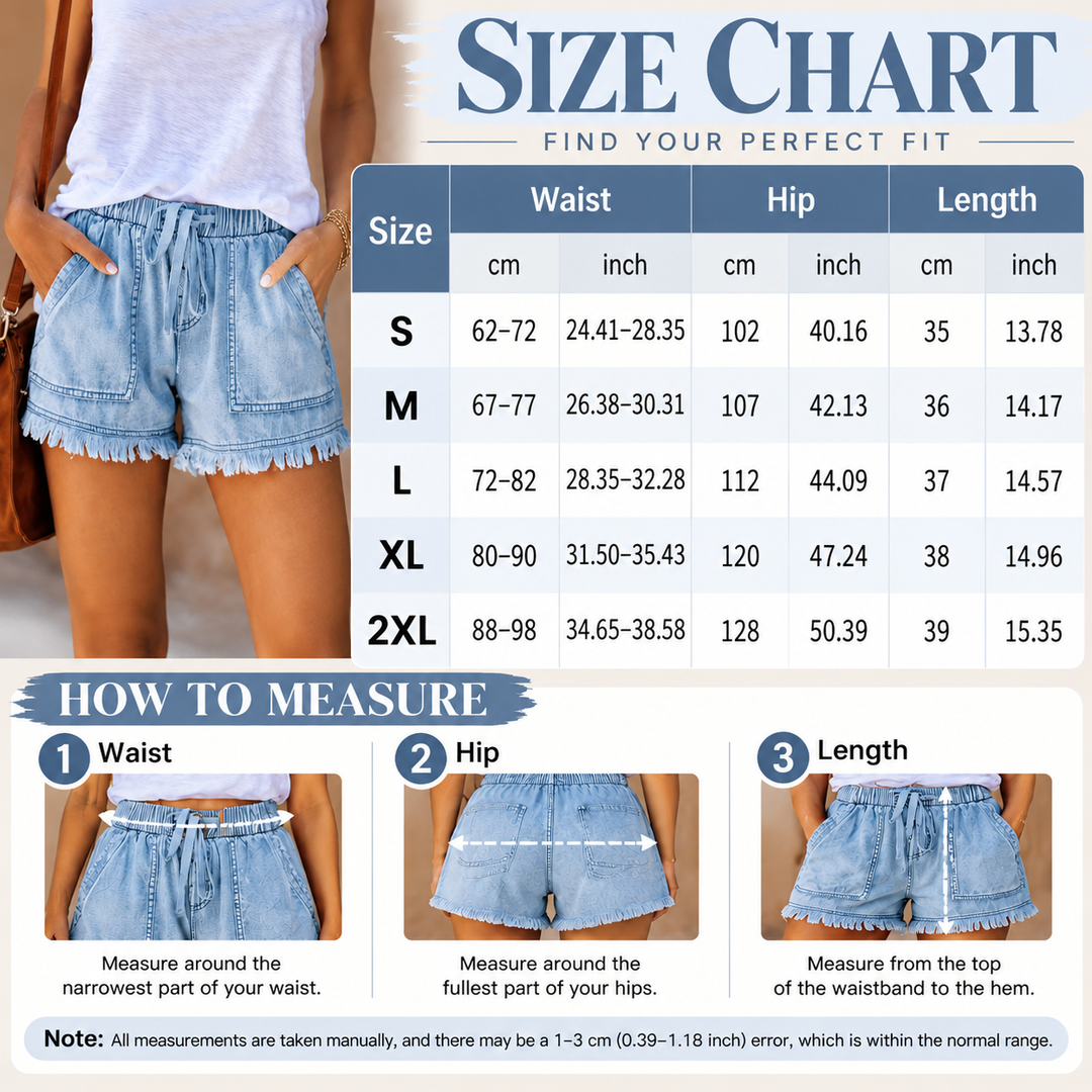 Drawstring Denim Shorts