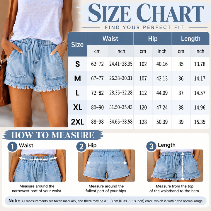 Drawstring Denim Shorts