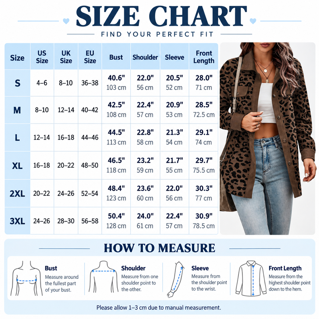 Leopard Print Corduroy Shirt Jacket