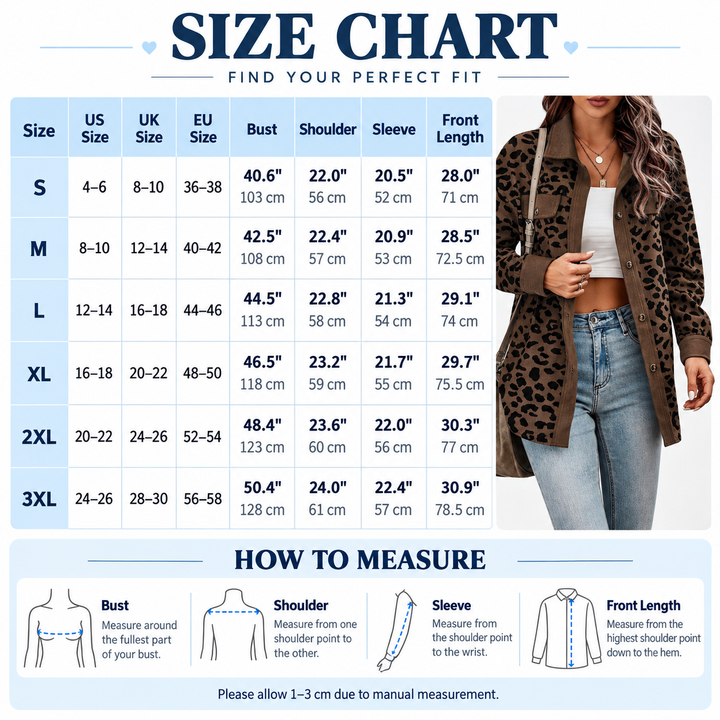 Leopard Print Corduroy Shirt Jacket