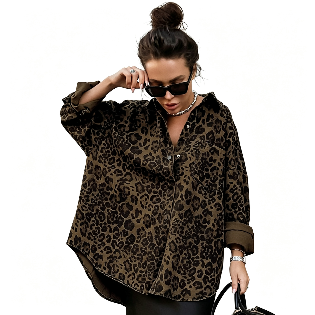 Relaxed Leopard Shirt Jacket