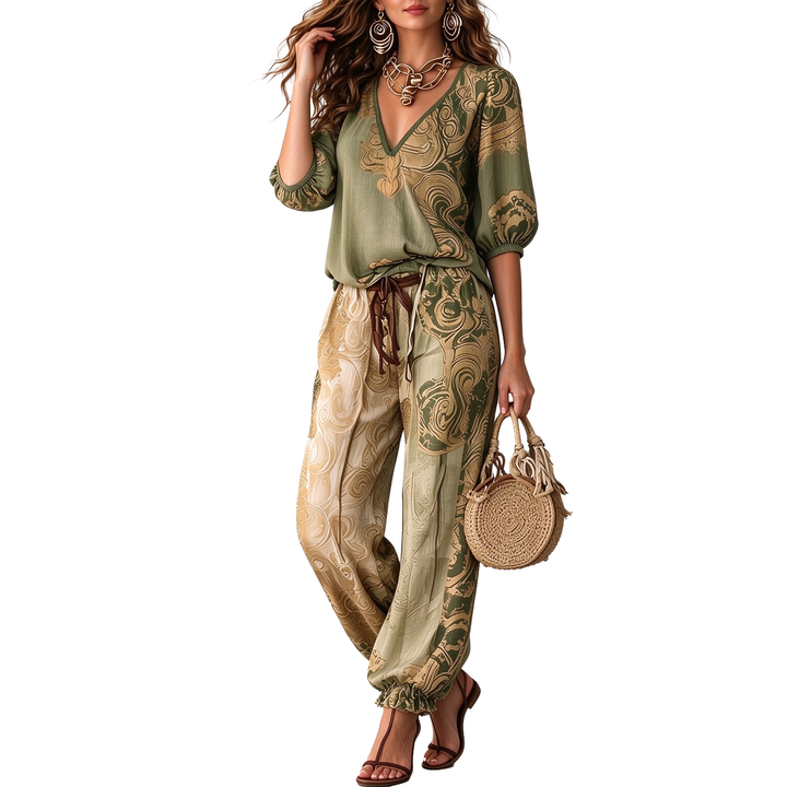 Relaxed Fit Bohemian Pants Set