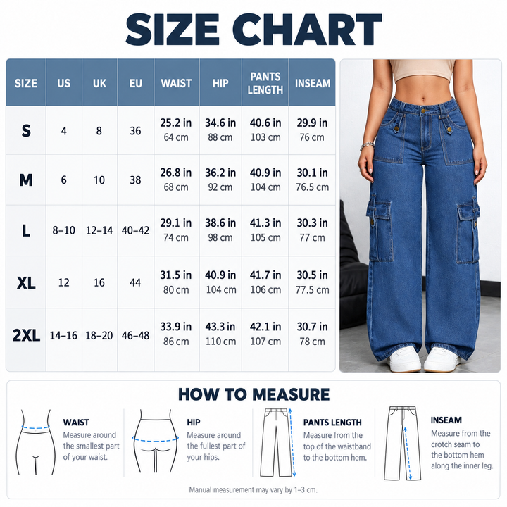 High Rise Cargo Wide Leg Jeans