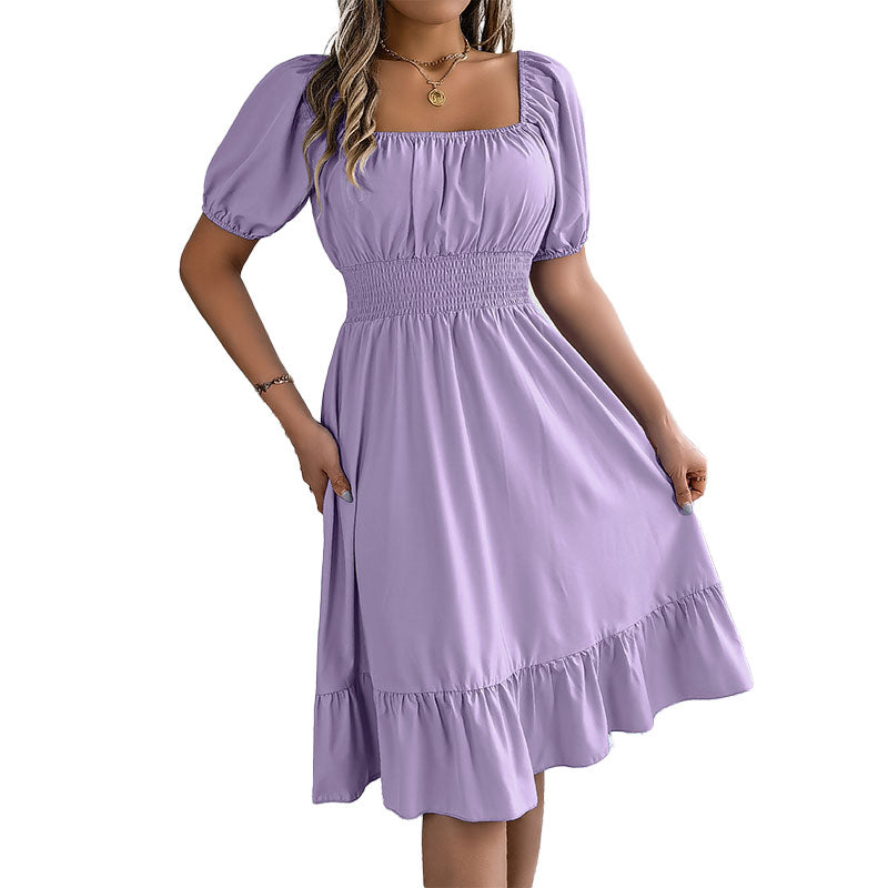 Elegant Square Neck Midi Dress