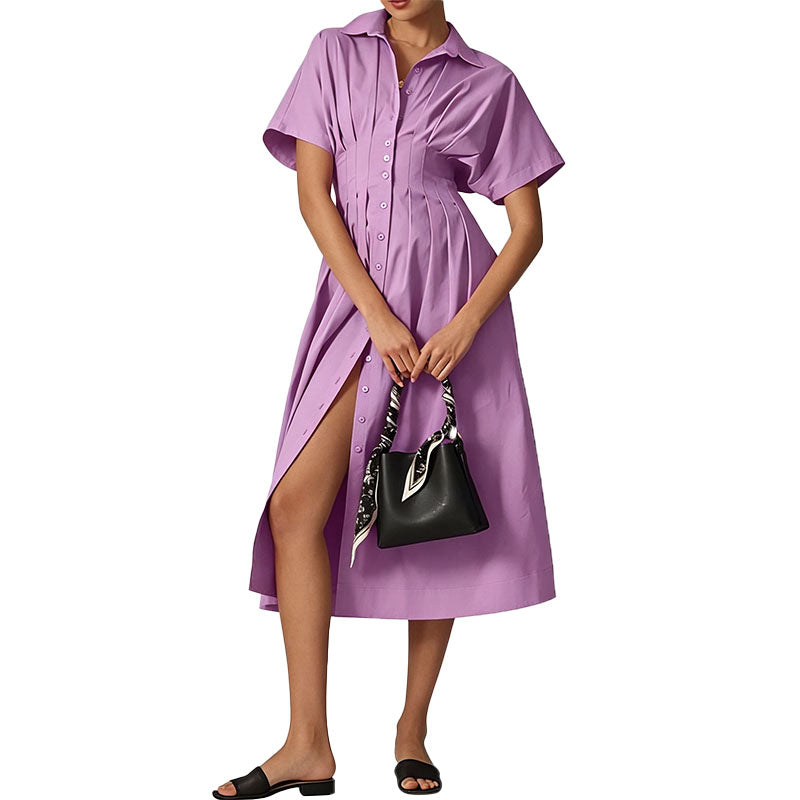 Button Front Midi Shirt Dress