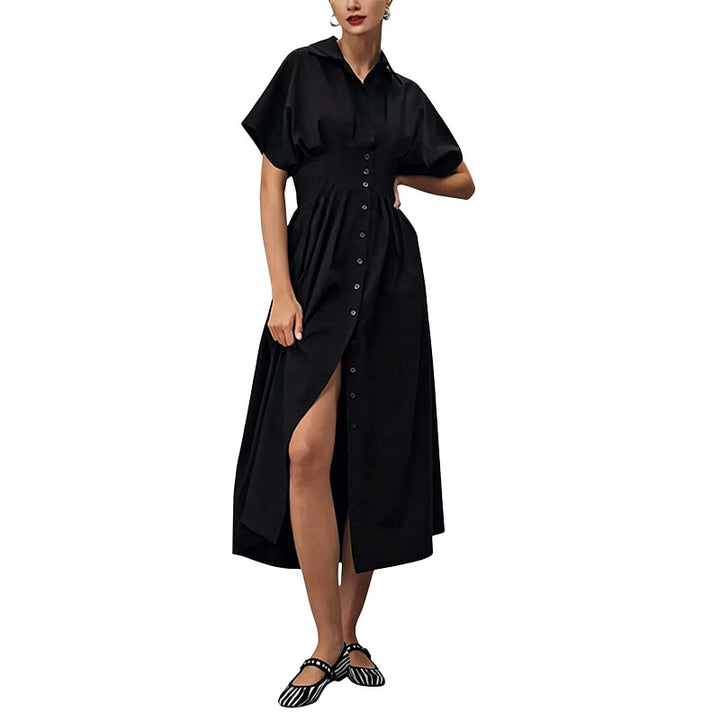 Button Front Midi Shirt Dress