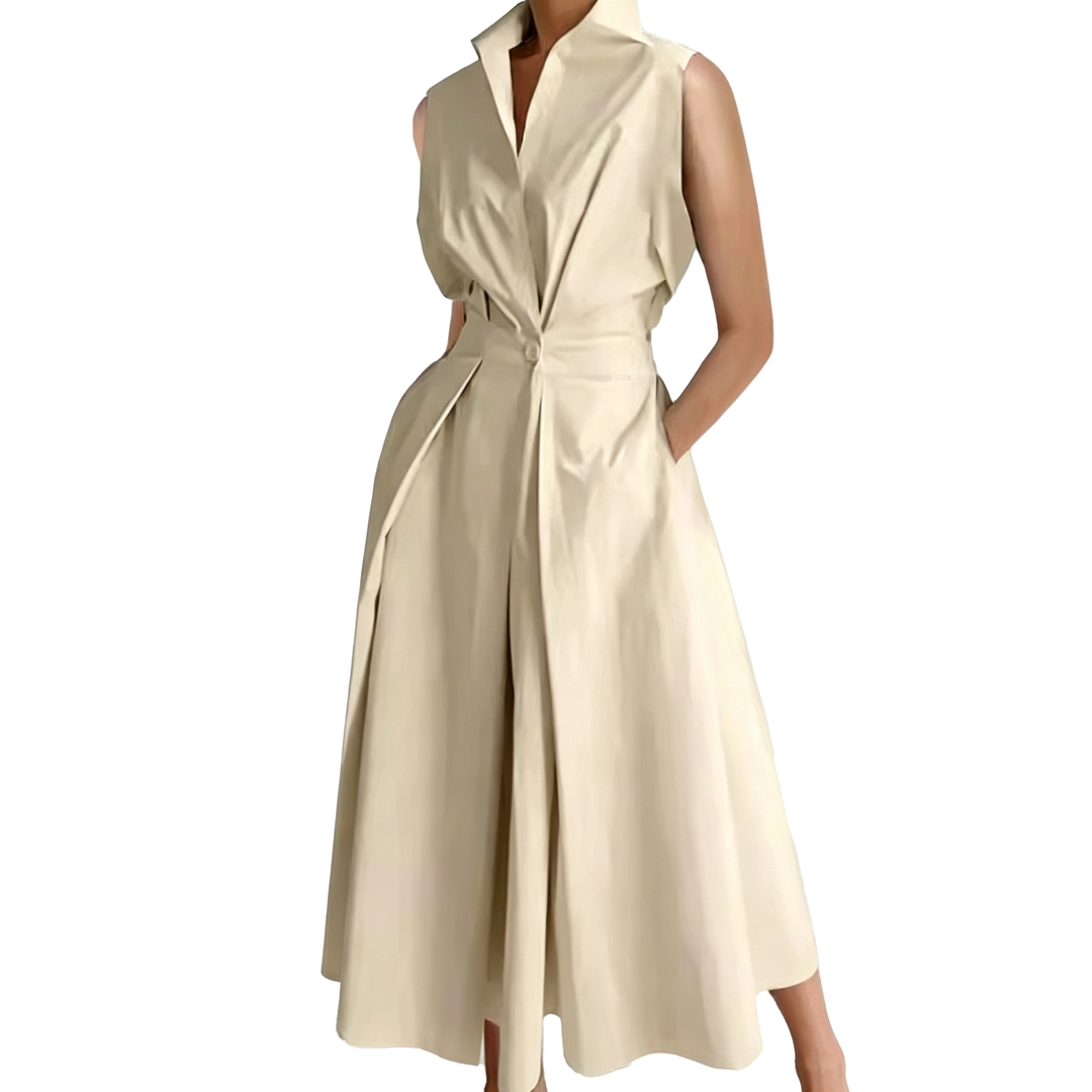 Elegant Belted Shirt Maxi Dress