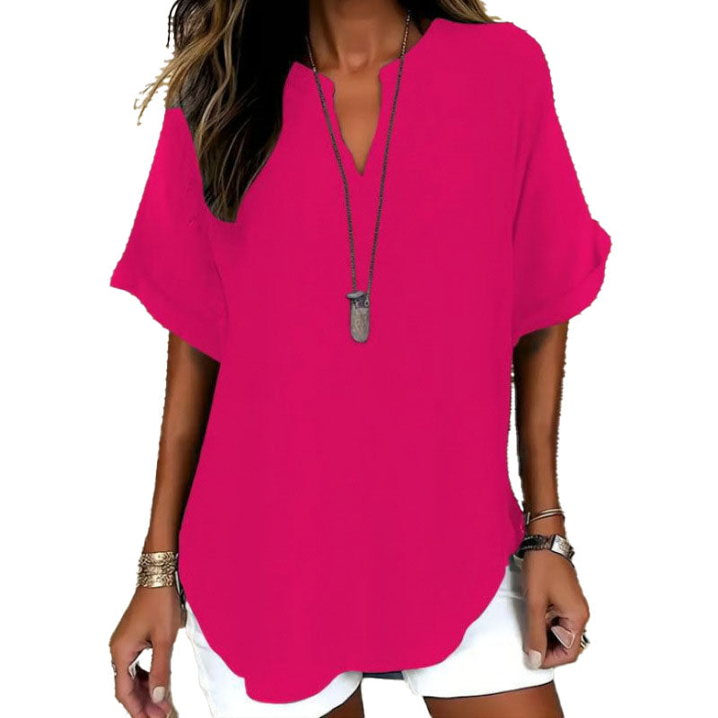 Relaxed Linen Blend Tunic Top