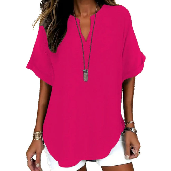 Relaxed Linen Blend Tunic Top