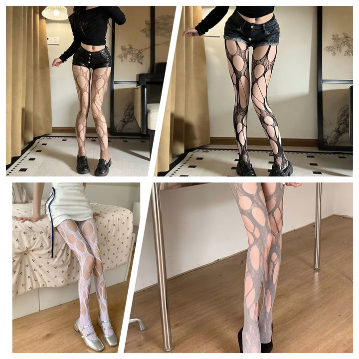 Irregular Cutout Lace Pantyhose