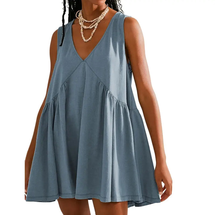 V Neck Flow Mini Dress