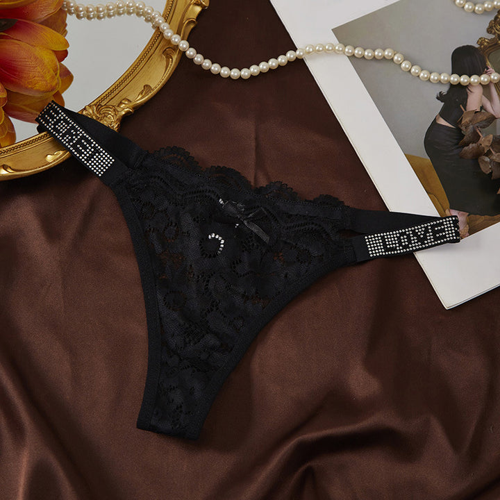Low-rise floral lace thong