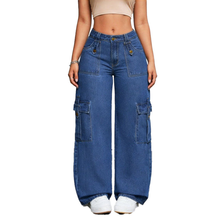 High Rise Cargo Wide Leg Jeans