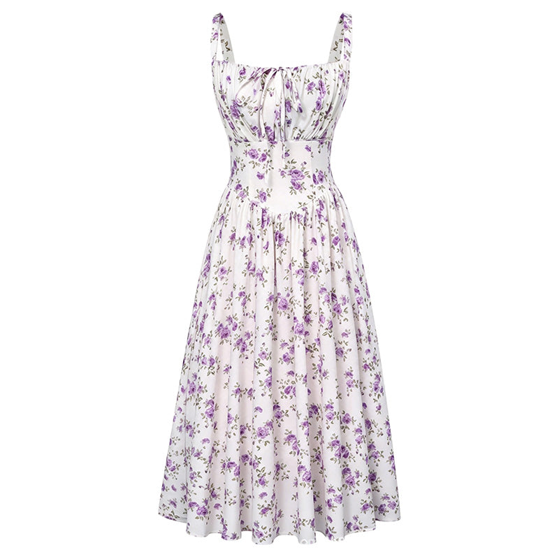 Floral Print Corset Midi Dress