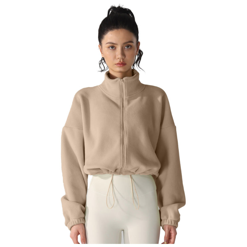 Cropped Fleece Zip-Up Jacket