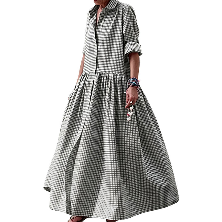 Vintage Plaid Shirt Maxi Dress