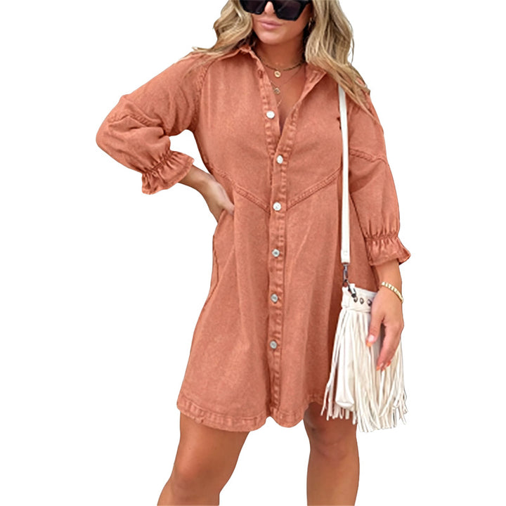 Button Front Denim Shirt Dress