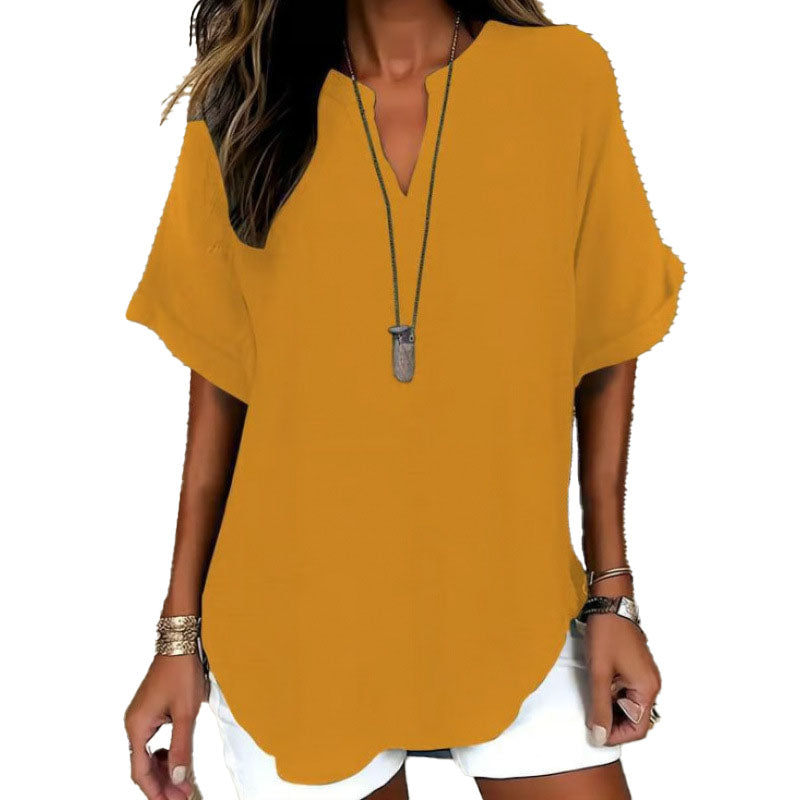 Relaxed Linen Blend Tunic Top