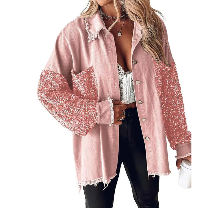 Sequin Sleeve Shirt Jacket