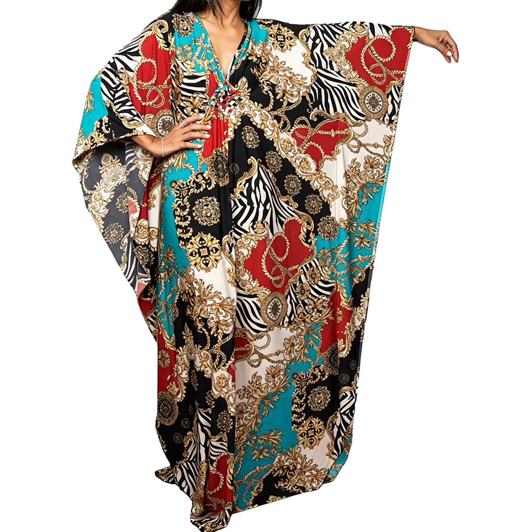 Leopard Print Kaftan Maxi Dress